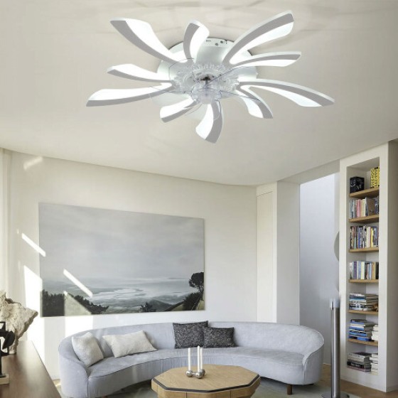 (White) 78cm Creative LED Ceiling Fan Light with Remote Control